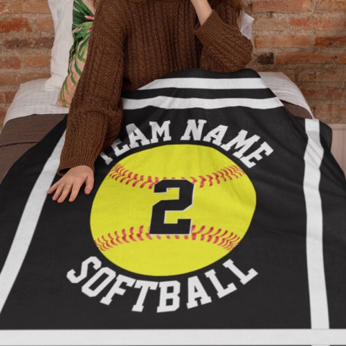 Custom Softball Team Name  Player Number Sports Fleece Blanket