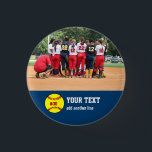 Custom Softball Team or Player Photo Name Number Button<br><div class="desc">Add your team's or player's photo,  name and number to this custom softball design.  Makes a great end of season gift to celebrate all the hard work and dedication.  If you don't see your sport please contact us at colorfulgalshop@gmail.com</div>