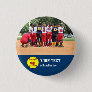 Custom Softball Team or Player Photo Name Number Button