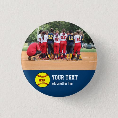 Custom Softball Team or Player Photo Name Number Button