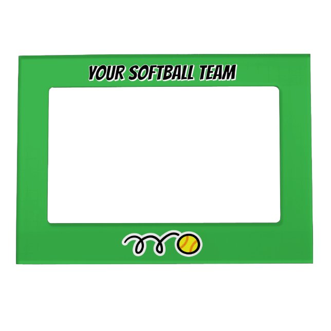 Custom softball team picture frame magnet (Front)