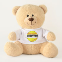 Custom Softball Team, Player Name & Jersey Number Teddy Bear