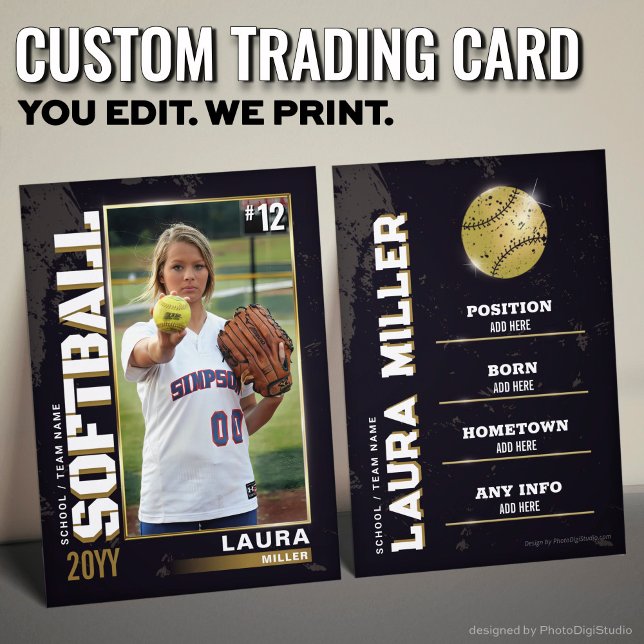 Custom Softball Trading Card, Gold Player Card (Custom Softball Trading Card, Gold Player Card)