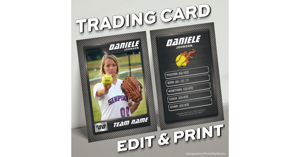 Custom Softball Trading Card, Softball Card