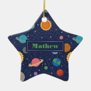 Custom Solar System Space Christmas Ceramic Ornament