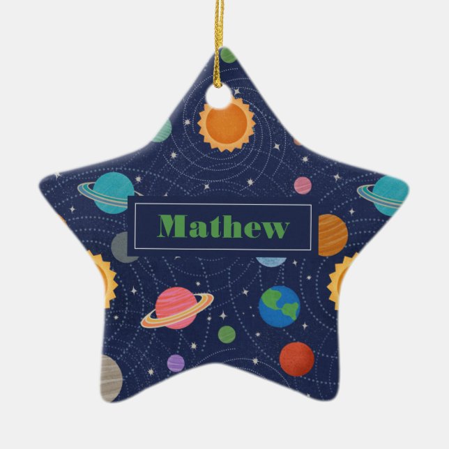 Custom Solar System Space Christmas Ceramic Ornament (Front)