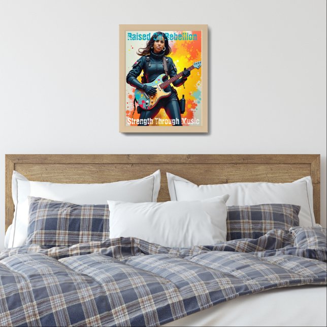 Custom Soldier Girl Guitarist Art Inspirational Framed Art (Bedroom)