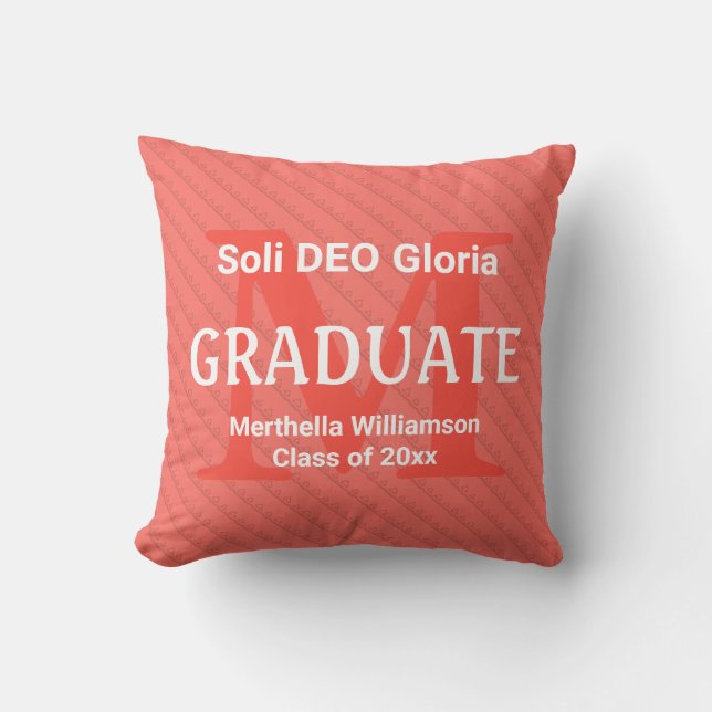 Custom SOLI DEO GLORIA Graduate Monogram Throw Pillow (Front)