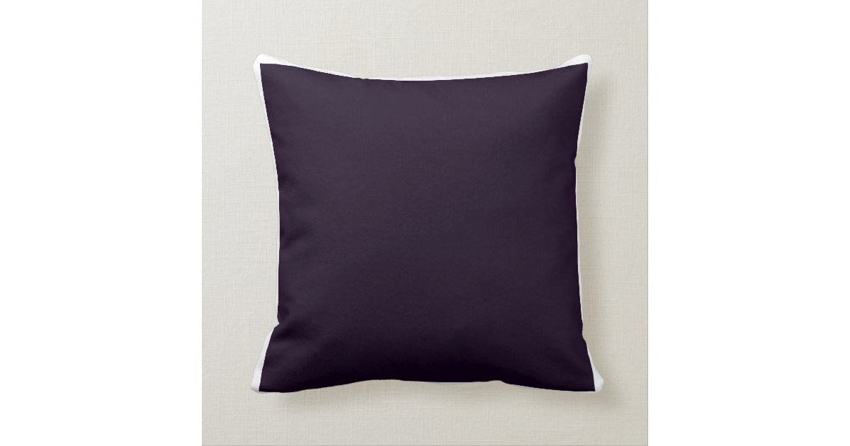 Custom Solid Dark Purple White Frame Decorative Throw Pillow
