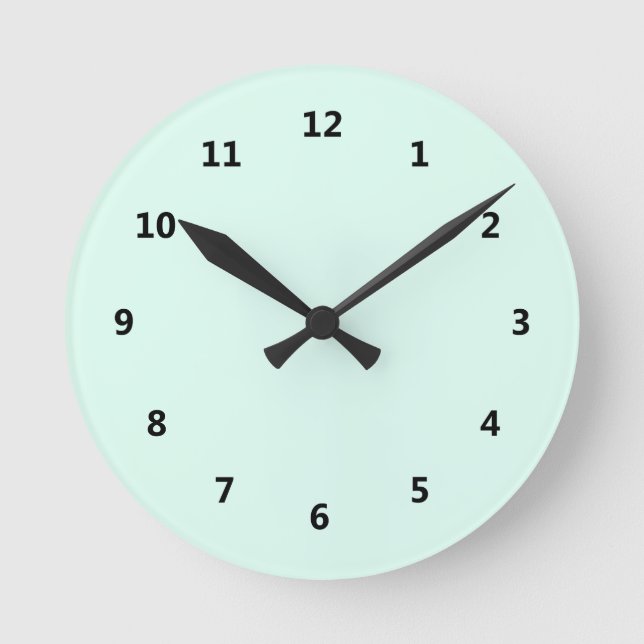 Custom Solid Light Mint Green Color Round Clock (Front)