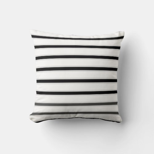 Custom solid White black gray stripe decorative  Throw Pillow