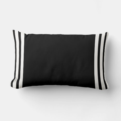 Custom solid White with black  stripe decorative L Lumbar Pillow