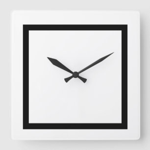 Custom solid White with black stripe decorative Square Wall Clock