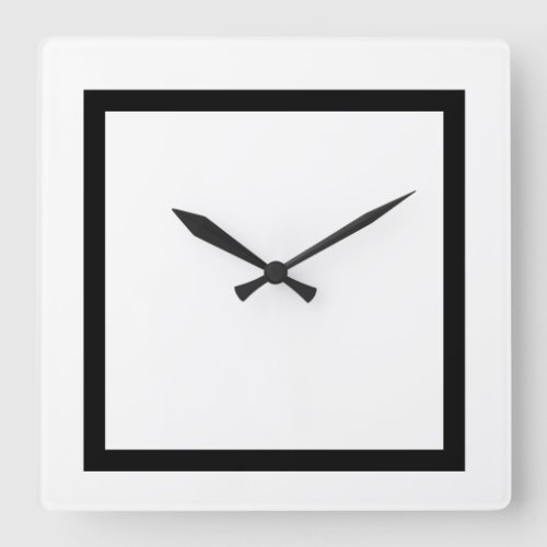 Custom solid White with black  stripe decorative Square Wall Clock