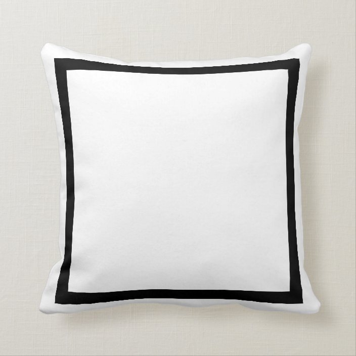 Custom Solid White With Black Stripe Decorative Throw Pillow