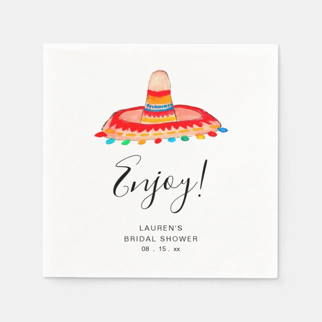Custom Sombrero Bridal Shower Fiesta  Napkins (Front)