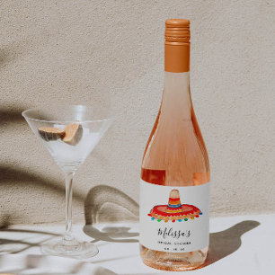 Custom Sombrero Bridal Shower Sparkling Wine Label