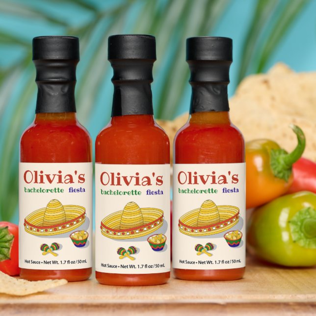 Custom Sombrero & Maracas Bachelorette Party  Hot Sauces (Multi)