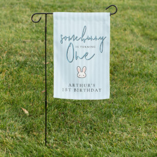 Custom Some Bunny is turning One 1st Birthday Bag Garden Flag