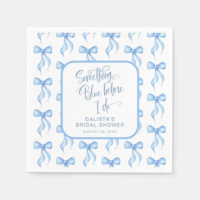 Custom Something Blue Before I Do Bridal Shower Napkins (Front)
