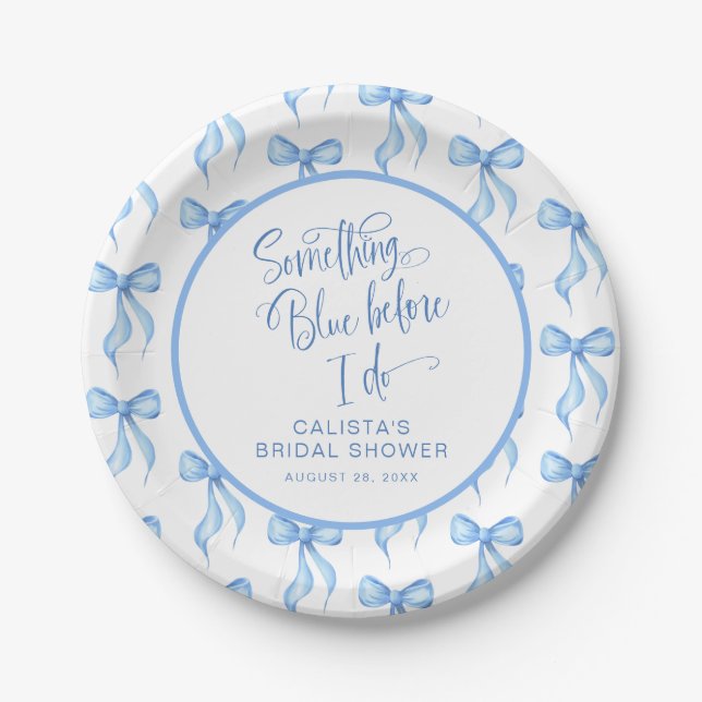 Custom Something Blue Before I Do Bridal Shower Paper Plates (Front)