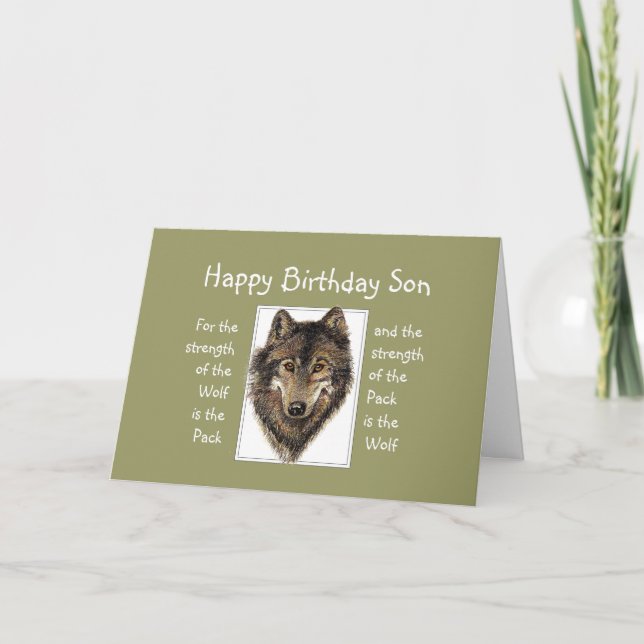 Custom Son Birthday Wolf Pack Family Quote Card (Front)