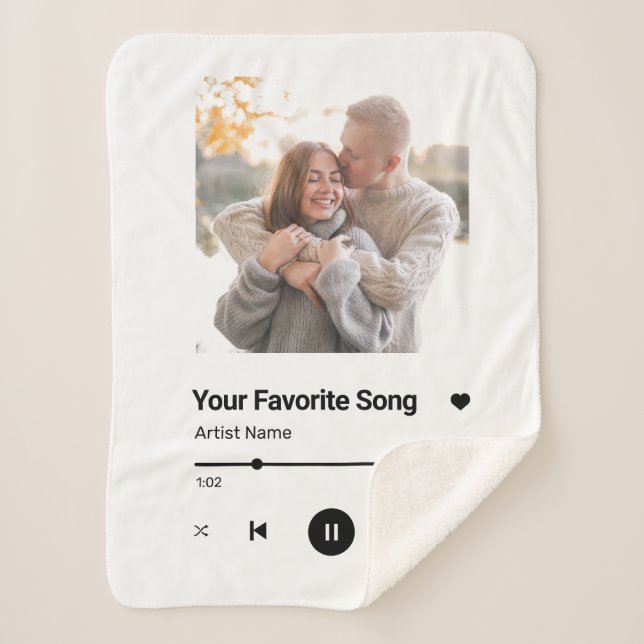 Custom Song Favorite Song One Photo  Coffee Mug Lu Sherpa Blanket (Front)
