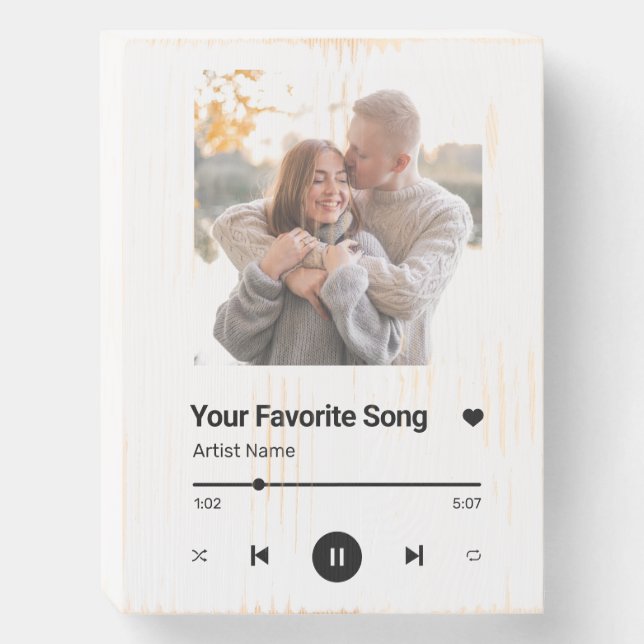 Custom Song Favorite Song One Photo  Coffee Mug Lu Wooden Box Sign (Front Vertical)