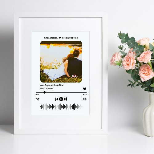 Custom Song Music Player Style Photo Gift For Her Poster