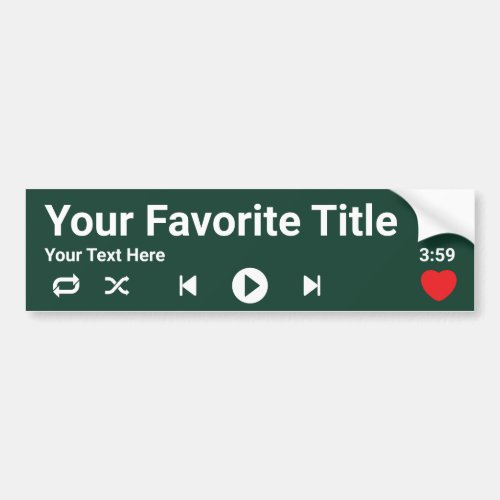 Custom Song Music Podcast Green Audio Player  Bumper Sticker
