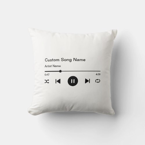 Custom Song Name Title and Artist Music Player Throw Pillow