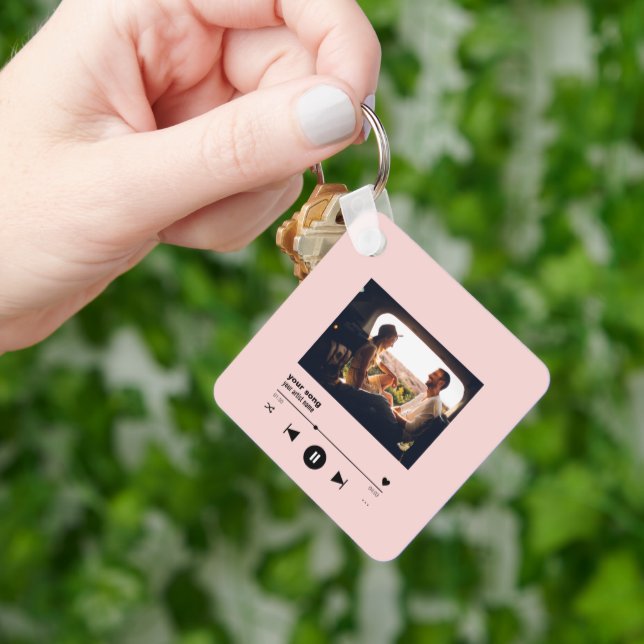 Custom Song pink blush With Picture Personalized   Keychain (Hand)