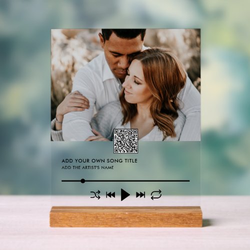 Custom Song Plaque Photo QR Code Music Video Link Acrylic Sign