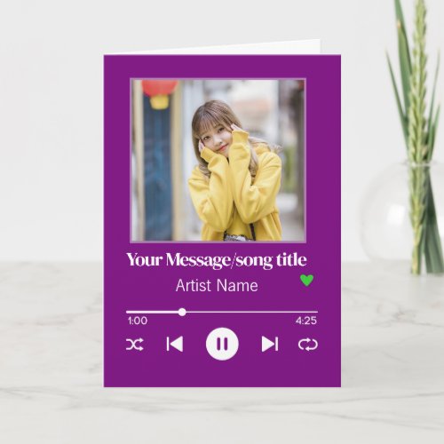 Custom Song Playlist Purple Greeting Card