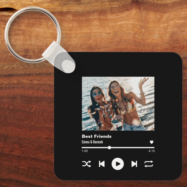 Custom Song QR Code Besties Friendship photo Keychain (Front)