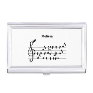 Custom Songbird Treble Clef Art Business Card Case