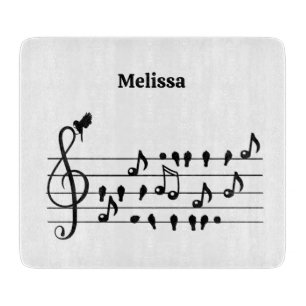 Custom Songbird Treble Clef Art Cutting Board