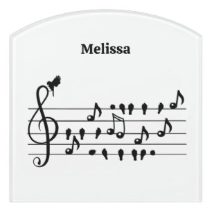 Custom Songbird Treble Clef Art Door Sign