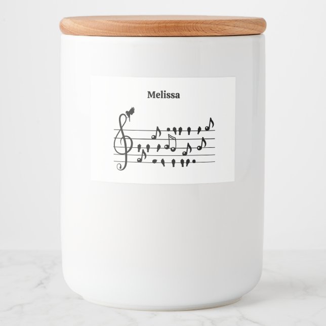 Custom Songbird Treble Clef Art Food Label (Front)