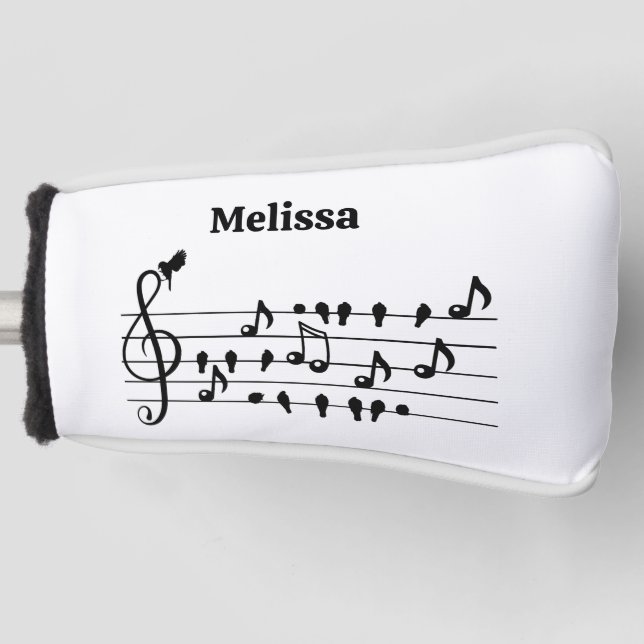 Custom Songbird Treble Clef Art Golf Head Cover (Front)