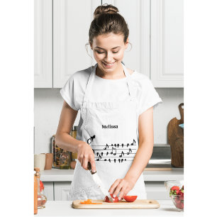 Custom Songbird Treble Clef Art Long Apron