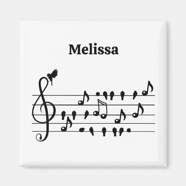 Custom Songbird Treble Clef Art Magnet (Front)