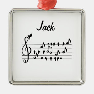 Custom Songbird Treble Clef Art Metal Ornament