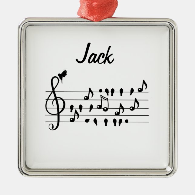 Custom Songbird Treble Clef Art Metal Ornament (Front)