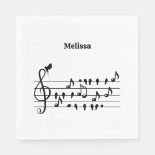 Custom Songbird Treble Clef Art Napkins