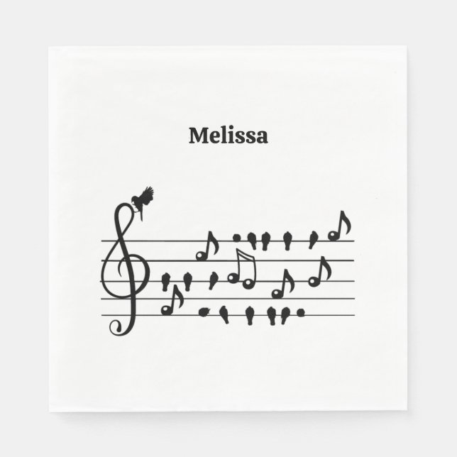 Custom Songbird Treble Clef Art Napkins (Front)