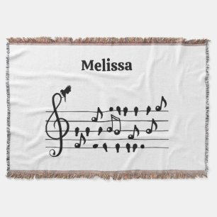 Custom Songbird Treble Clef Art  Throw Blanket