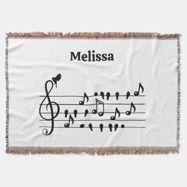 Custom Songbird Treble Clef Art  Throw Blanket (Front)