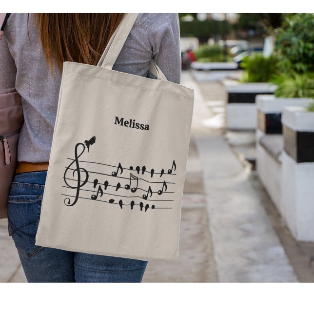 Custom Songbird Treble Clef Art Tote Bag (Creator Uploaded)