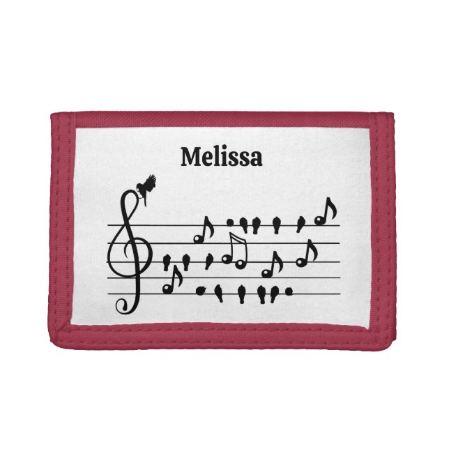 Custom Songbird Treble Clef Art Trifold Wallet (Front)
